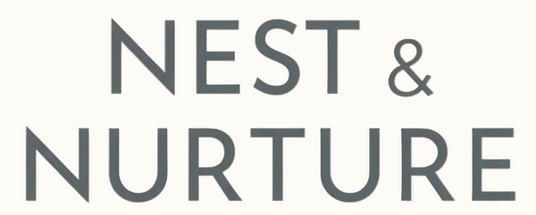 Logo with 'NEST & NURTURE' text on a light back